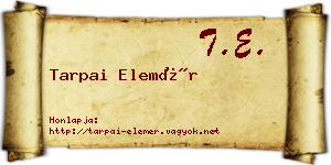 Tarpai Elemér névjegykártya