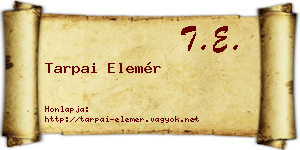 Tarpai Elemér névjegykártya